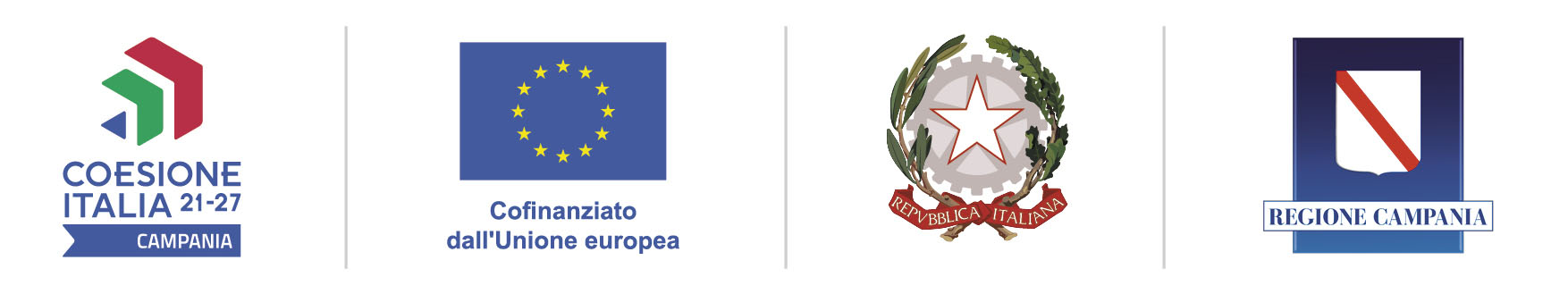 Loghi Coesione Italia, Unione Europea, Repubblica Italiana, Regione Campania